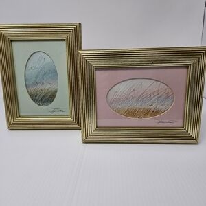 Beach Scene Watercolors Two Framed Artworks Artist Signed Patricia McFadden 90's